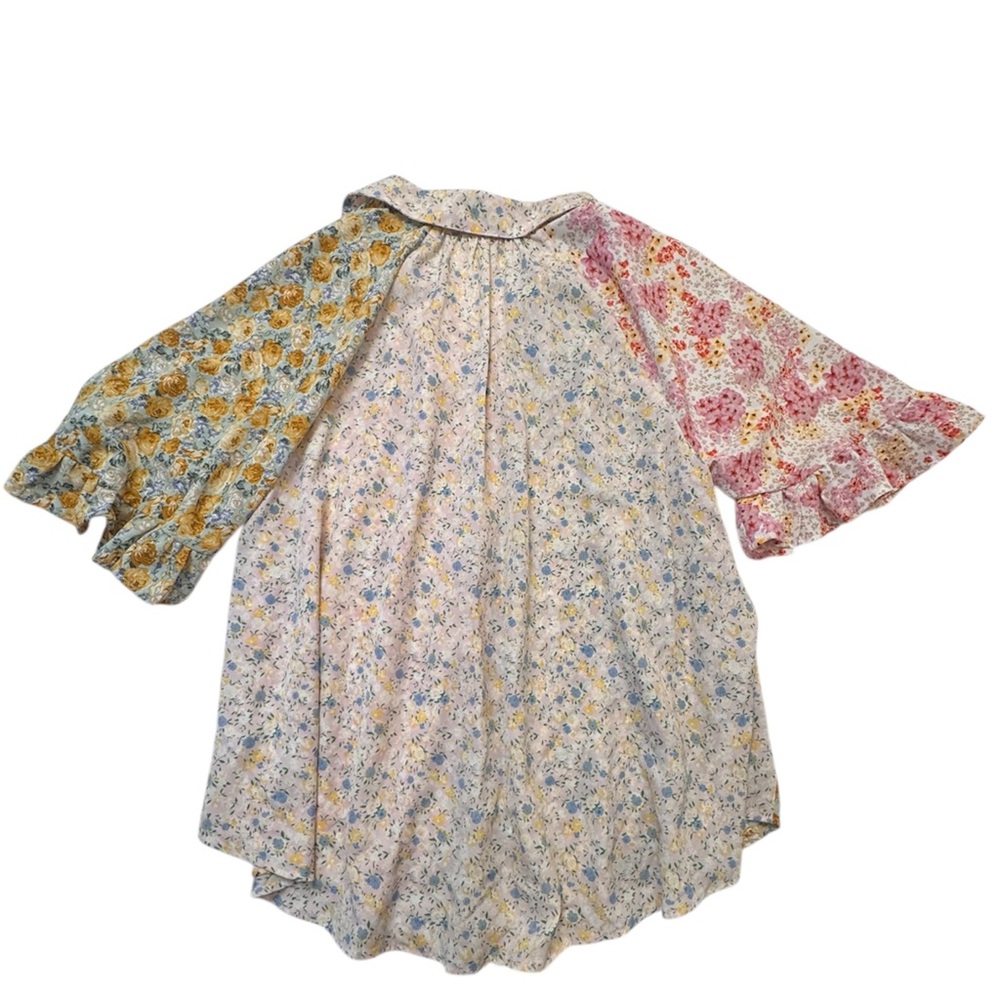 Umgee Patchwork Floral Button-Up Top Coquette Cot… - image 2